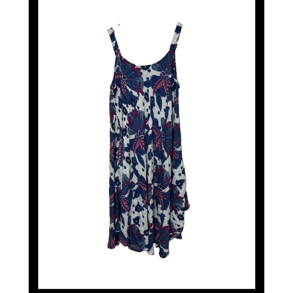 Zury Women Blue Pink Floral Paisley Rayon Sleeveless Mini Dress Free Size